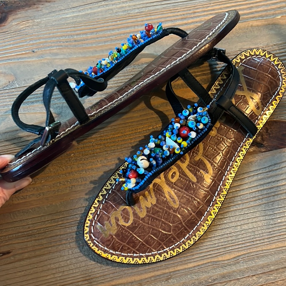 Sam Edelman Gabrielle Beaded Shell Thong Sandals New - Picture 5 of 7